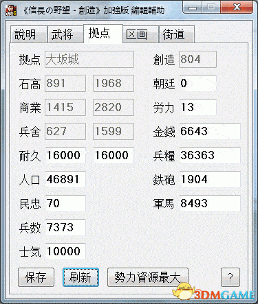 6399：信长之野望14：创造威力加强版 辅助修改编辑器