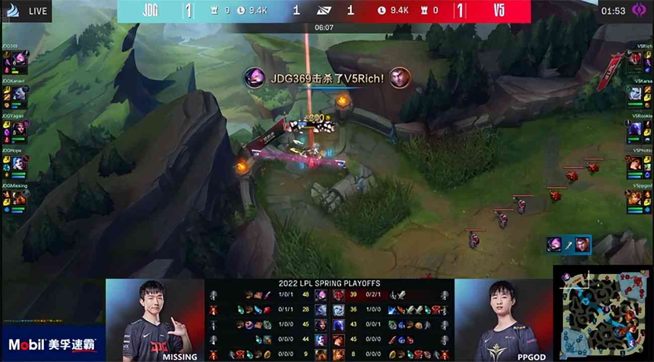 LOL-LPL：Rich天秀酒桶两度“暴扣”369杰斯，V5让一追三淘汰JDG