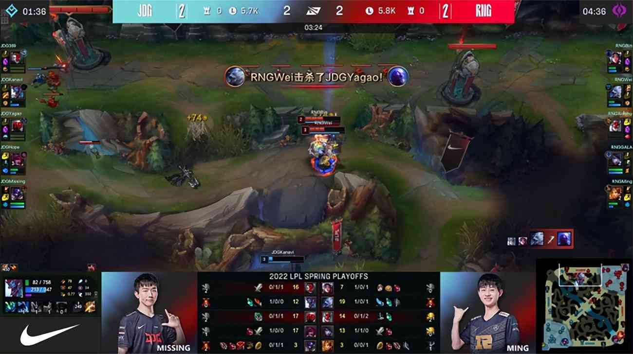 LOL-LPL：GALA厄斐琉斯对位单杀Hope霞，RNG让二追三击败JDG