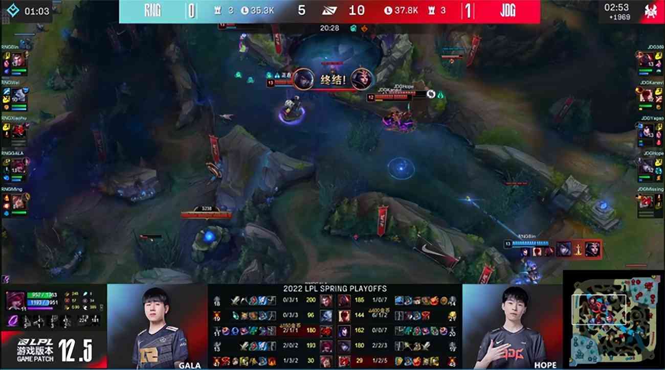 LOL-LPL：GALA厄斐琉斯对位单杀Hope霞，RNG让二追三击败JDG