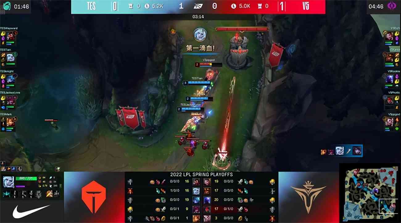 LOL-LPL：阿水厄斐琉斯怒砍四杀，TES让一追三淘汰V5晋级决赛