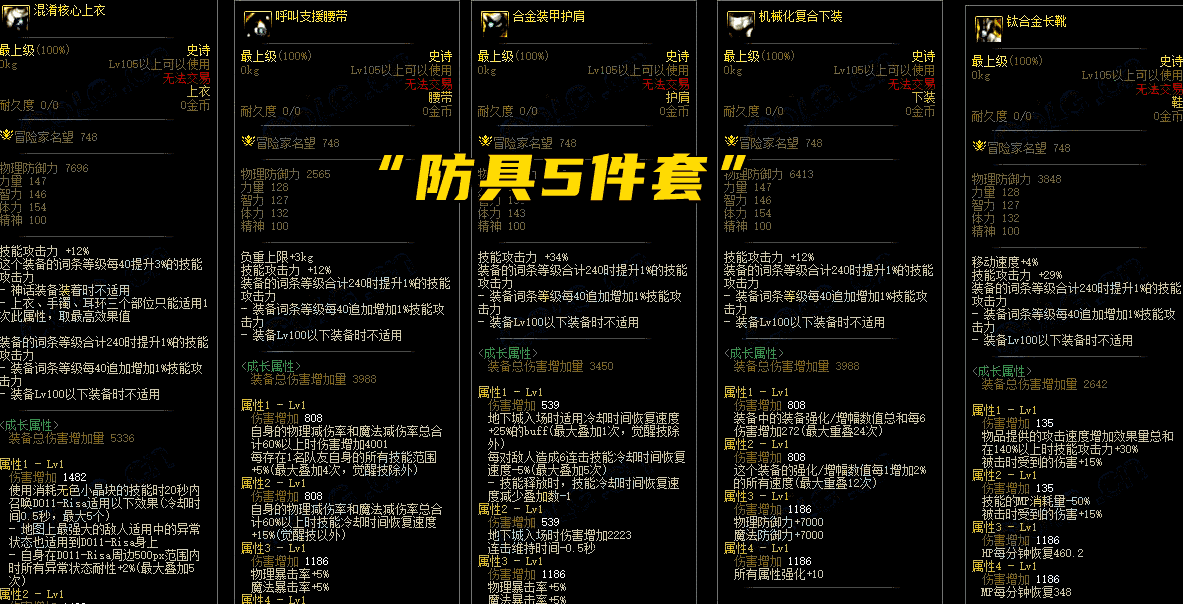 DNF：105新增11件史诗，红12标配裤子来了，氪金大佬专属毕业