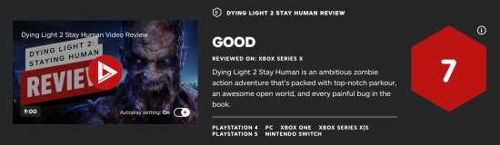 《消逝的光芒2》IGN7分 玩法一流但仍存不足